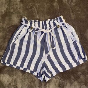 American Eagle Striped Paperbag Waist Shorts